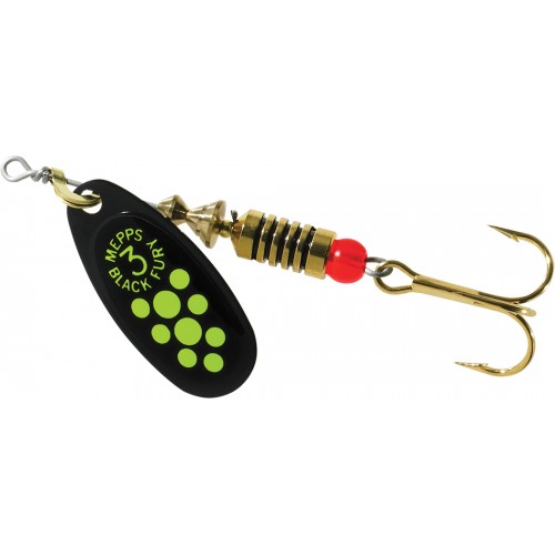 Sukriukė Mepps Black Fury size 4/8g Black/Chartreuse Dots
