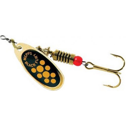 Sukriukė Mepps Black Fury size 4/8g Gold/Yellow Dots